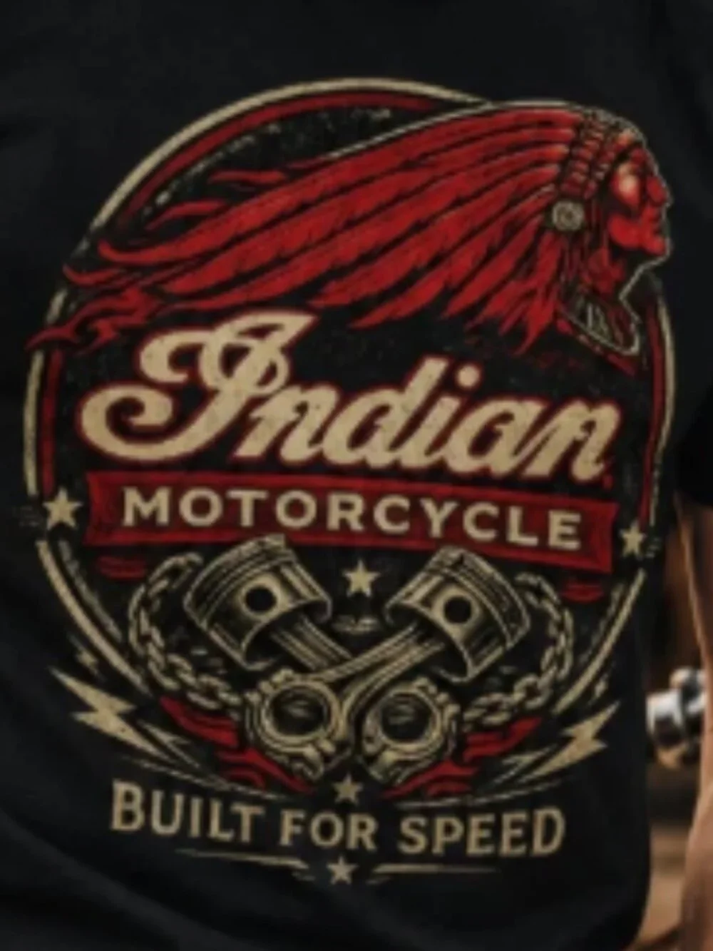 Indian Motorcycle Built For Speed Graphic Black T-Shirt